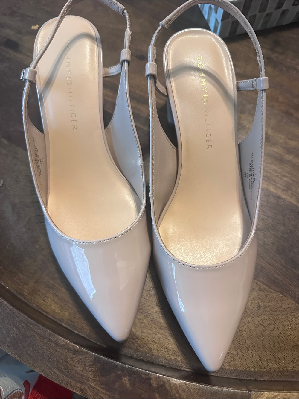 Tommy Hilfiger Nude Patent Slingback Pumps